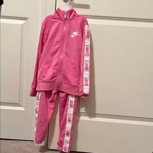Nike Pink and White Tracksuit Set Size 4-5 Years